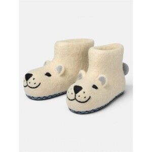 Sew Heart Felt Polar Bear Wool Slippers Toddler Size 8 Cream Cozy Animal Scandi